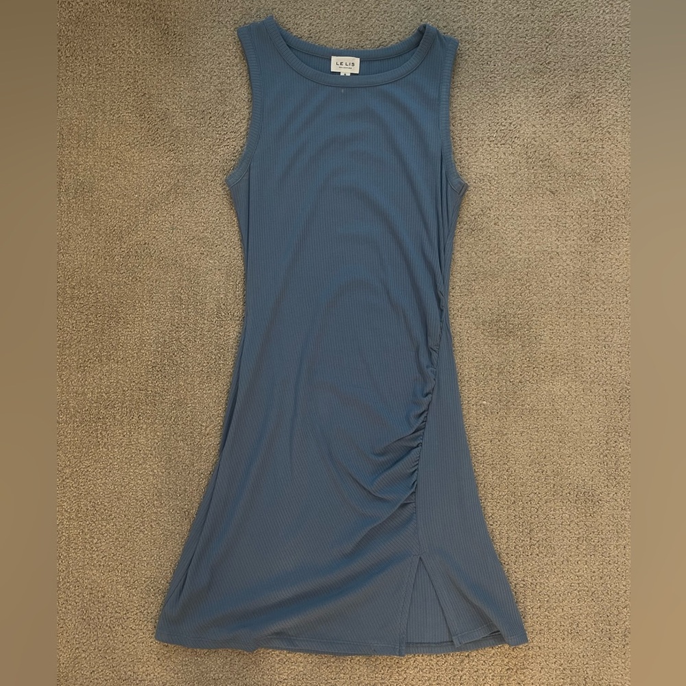 LE LIS Ribbed Blue Mini Dress